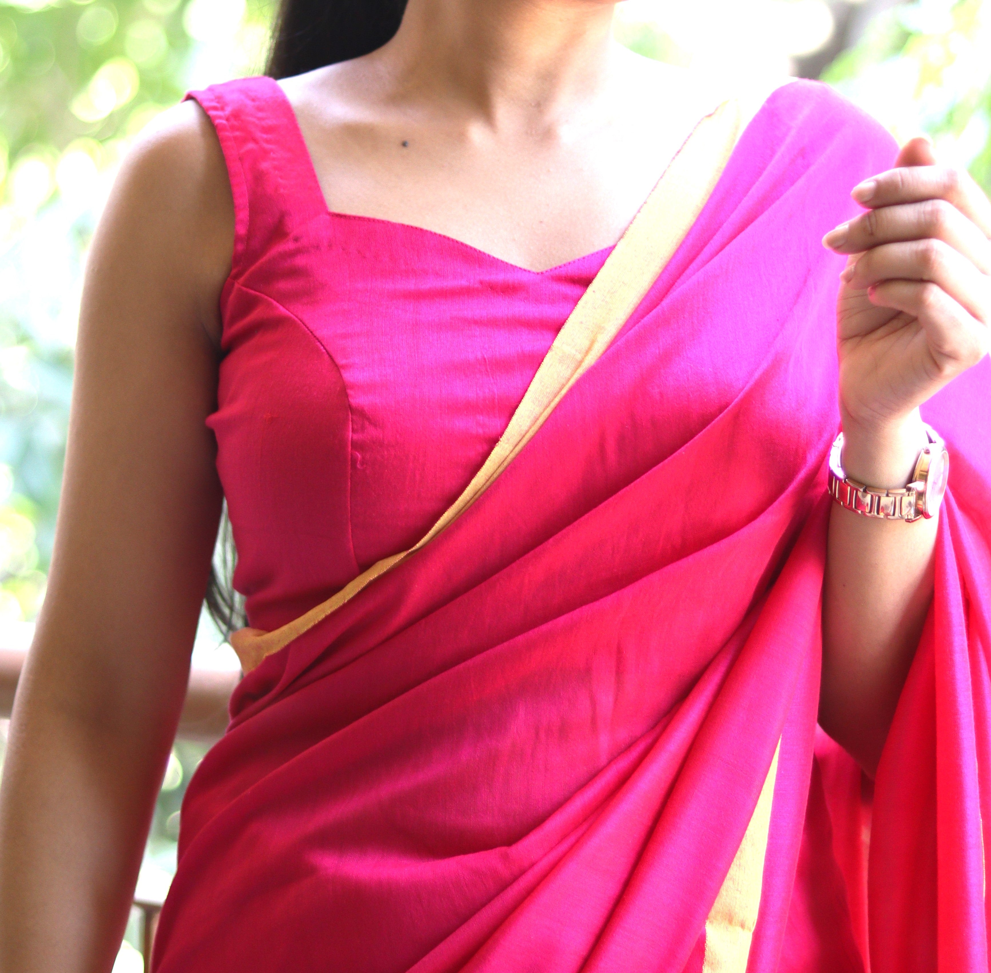 Pink Whimsy ā Hand Embroidered Cotton Silk Blouse - Kozylook